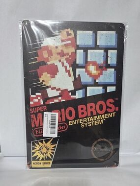 Nintendo Super Mario Bros Retro Metal Wall Sign, Nintendo Nesd 8x12inch